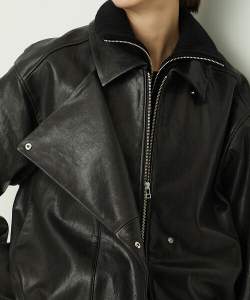 AEWEN MATOPH(イウエン マトフ)の「<AEWEN MATOPH>リブカラーレザーブルゾン(ブルゾン・レディース・ブラック・36/38)」の4枚目の写真