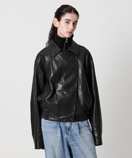 AEWEN MATOPH(イウエン マトフ)の「<AEWEN MATOPH>リブカラーレザーブルゾン(ブルゾン・レディース・ブラック・36/38)」の5枚目の写真