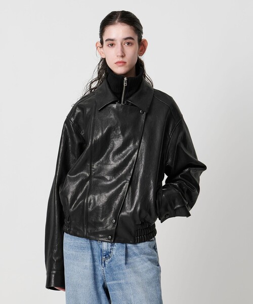AEWEN MATOPH(イウエン マトフ)の「<AEWEN MATOPH>リブカラーレザーブルゾン(ブルゾン・レディース・ブラック・36/38)」の6枚目の写真