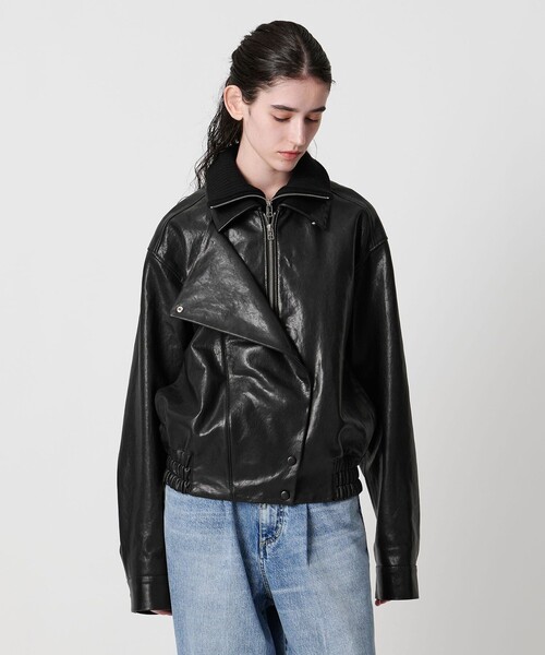 AEWEN MATOPH(イウエン マトフ)の「<AEWEN MATOPH>リブカラーレザーブルゾン(ブルゾン・レディース・ブラック・36/38)」の7枚目の写真