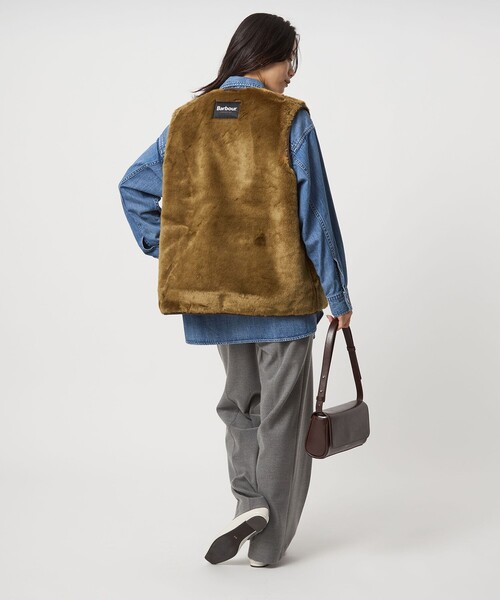 別注】＜Barbour＞コーデュロイ×フェイクファー リバーシブル ベスト
