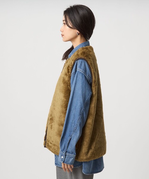 別注】＜Barbour＞コーデュロイ×フェイクファー リバーシブル ベスト