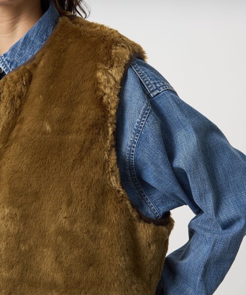 別注】＜Barbour＞コーデュロイ×フェイクファー リバーシブル ベスト