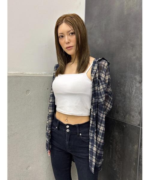 EGOIST（エゴイスト）の「チェック柄シアーオーバーシャツ（シャツ/ブラウス・レディース・ネイビー/ベージュ・FREE）」の9枚目の写真