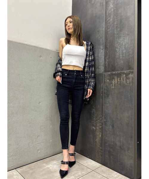 EGOIST（エゴイスト）の「チェック柄シアーオーバーシャツ（シャツ/ブラウス・レディース・ネイビー/ベージュ・FREE）」の14枚目の写真