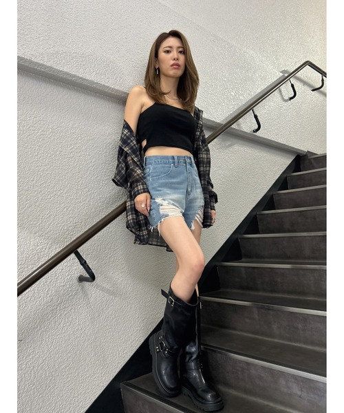 EGOIST（エゴイスト）の「チェック柄シアーオーバーシャツ（シャツ/ブラウス・レディース・ネイビー/ベージュ・FREE）」の17枚目の写真