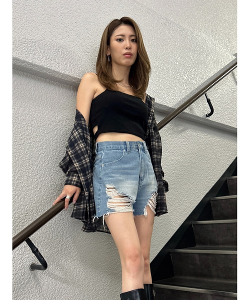 EGOIST（エゴイスト）の「チェック柄シアーオーバーシャツ（シャツ/ブラウス・レディース・ネイビー/ベージュ・FREE）」の18枚目の写真