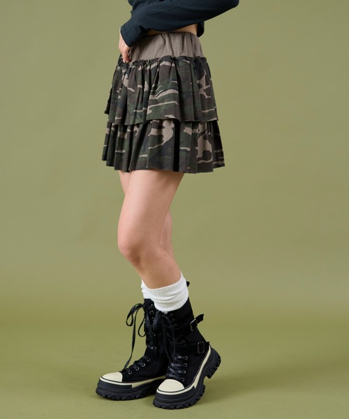 dispark(ディスパーク)の「DISPARK/カモフラティアードミニスカパン(スカート・レディース・カーキ・FREE)」の7枚目の写真