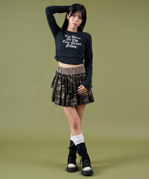 dispark(ディスパーク)の「DISPARK/カモフラティアードミニスカパン(スカート・レディース・カーキ・FREE)」の10枚目の写真