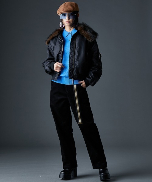 GEVS.（ジェイヴィス）の「フェイクファーカラーMA-1ブルゾン＜大きいサイズ有＞GEVS.（ブルゾン・レディース・ブラック/カーキ・5L/4L/3L/LL/L/M）」の20枚目の写真