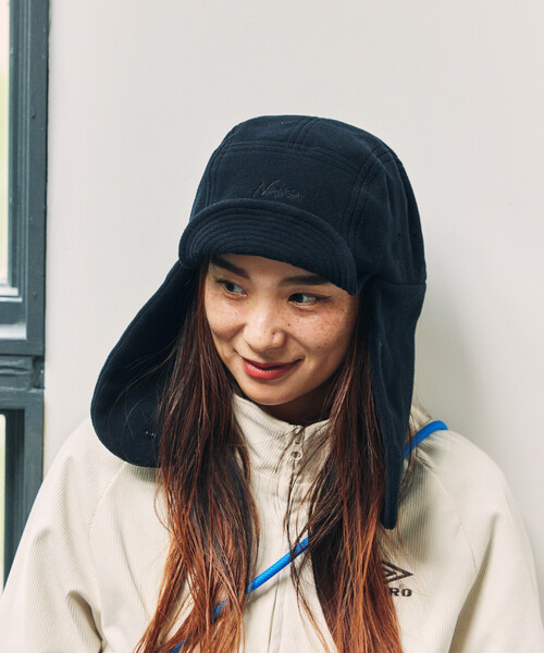 NANGA（ナンガ）の「NANGA × FREAK'S STORE/ナンガ × フリークスストア 別注 POLARTEC EAR FLAP CAP ポーラテックイヤーフラップキャップ（キャップ・メンズ・ブラック/ベージュ・ONE SIZE）」の10枚目の写真
