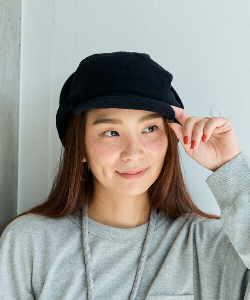 NANGA(ナンガ)の「NANGA × FREAK'S STORE/ナンガ × フリークスストア 別注 POLARTEC EAR FLAP CAP ポーラテックイヤーフラップキャップ(キャップ・メンズ・ブラック/ベージュ・ONE SIZE)」の3枚目の写真
