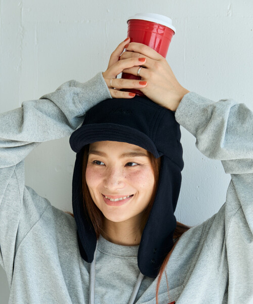 NANGA(ナンガ)の「NANGA × FREAK'S STORE/ナンガ × フリークスストア 別注 POLARTEC EAR FLAP CAP ポーラテックイヤーフラップキャップ(キャップ・メンズ・ブラック/ベージュ・ONE SIZE)」の7枚目の写真