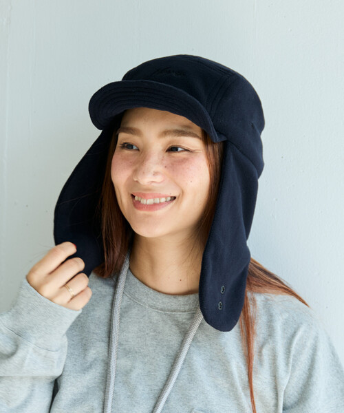 NANGA(ナンガ)の「NANGA × FREAK'S STORE/ナンガ × フリークスストア 別注 POLARTEC EAR FLAP CAP ポーラテックイヤーフラップキャップ(キャップ・メンズ・ブラック/ベージュ・ONE SIZE)」の8枚目の写真
