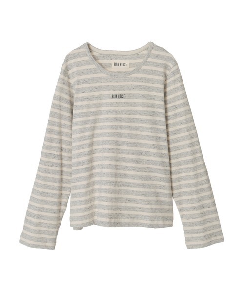 PINK HOUSE（ピンクハウス）の「ロゴプリントボーダーカットソー（Tシャツ/カットソー・レディース・ホワイト×イエロー/ホワイト×ネイビー/グレー×ホワイト/ネイビー×ホワイト・MEDIUM/LARGE）」の4枚目の写真