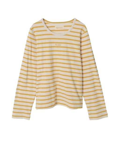 PINK HOUSE（ピンクハウス）の「ロゴプリントボーダーカットソー（Tシャツ/カットソー・レディース・ホワイト×イエロー/ホワイト×ネイビー/グレー×ホワイト/ネイビー×ホワイト・MEDIUM/LARGE）」の3枚目の写真