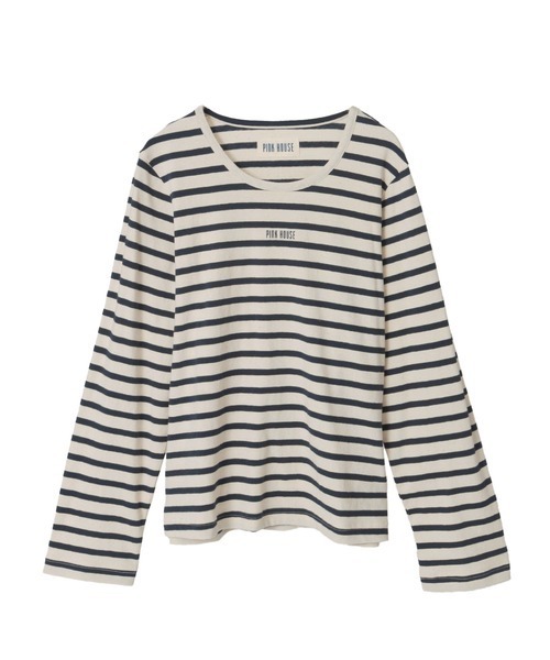 PINK HOUSE（ピンクハウス）の「ロゴプリントボーダーカットソー（Tシャツ/カットソー・レディース・ホワイト×イエロー/ホワイト×ネイビー/グレー×ホワイト/ネイビー×ホワイト・MEDIUM/LARGE）」の5枚目の写真