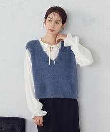 【ウォッシャブル】シャギー ニットベスト