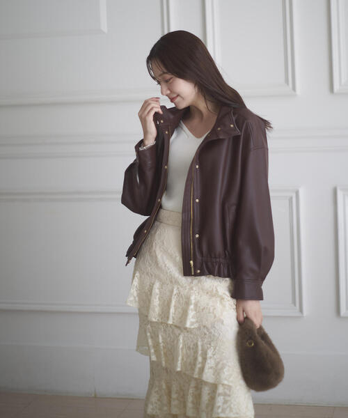 PROPORTION BODY DRESSING(プロポーションボディドレッシング)の「合皮ドロストブルゾン / 1215255906(ブルゾン・レディース・ブラック/ブラウン・MEDIUM/SMALL)」の6枚目の写真