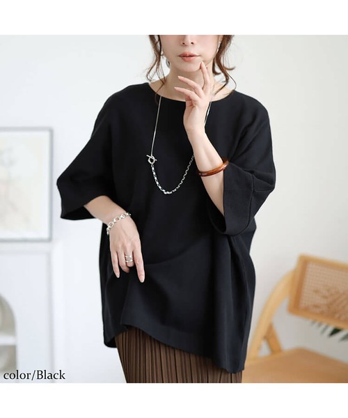 GOLDJAPAN(ゴールドジャパン)の「コットンワッフルドルマンTシャツ【大きいサイズ対応】(Tシャツ/カットソー・レディース・杢グレー/チャコールグレー/ホワイト/ブラック/ネイビー/パープル・LL~3L/4L~5L)」の14枚目の写真