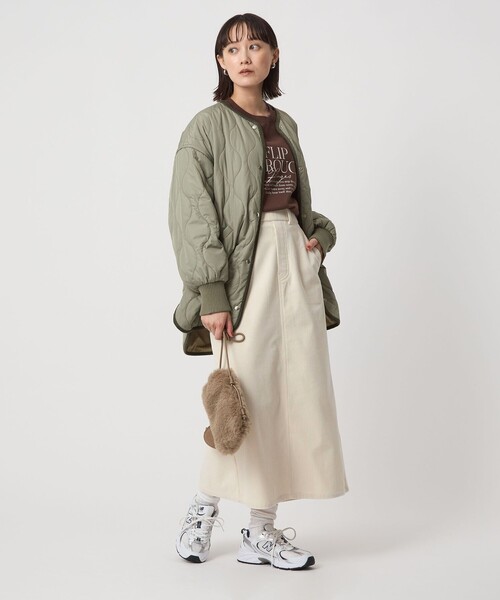 green label relaxing（グリーンレーベルリラクシング）の「［size SHORT/TALLあり］オルマイ コール ジャージー スカート（スカート・レディース・モカ/オフホワイト/ブラック/ブラウン系・TALL/SHORT/FREE）」の5枚目の写真