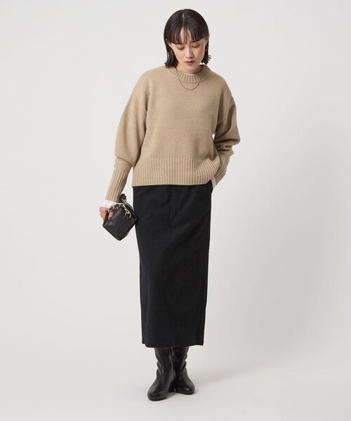 green label relaxing（グリーンレーベルリラクシング）の「［size SHORT/TALLあり］オルマイ コール ジャージー スカート（スカート・レディース・モカ/オフホワイト/ブラック/ブラウン系・TALL/SHORT/FREE）」の8枚目の写真