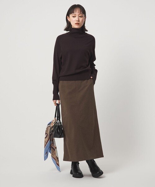 green label relaxing（グリーンレーベルリラクシング）の「［size SHORT/TALLあり］オルマイ コール ジャージー スカート（スカート・レディース・モカ/オフホワイト/ブラック/ブラウン系・TALL/SHORT/FREE）」の11枚目の写真