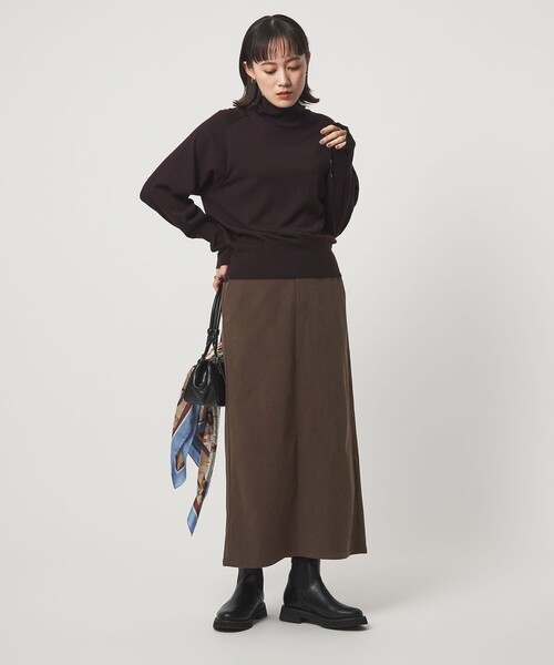 green label relaxing（グリーンレーベルリラクシング）の「［size SHORT/TALLあり］オルマイ コール ジャージー スカート（スカート・レディース・モカ/オフホワイト/ブラック/ブラウン系・TALL/SHORT/FREE）」の12枚目の写真