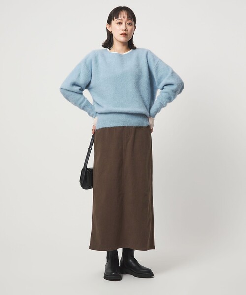 green label relaxing（グリーンレーベルリラクシング）の「［size SHORT/TALLあり］オルマイ コール ジャージー スカート（スカート・レディース・モカ/オフホワイト/ブラック/ブラウン系・TALL/SHORT/FREE）」の14枚目の写真