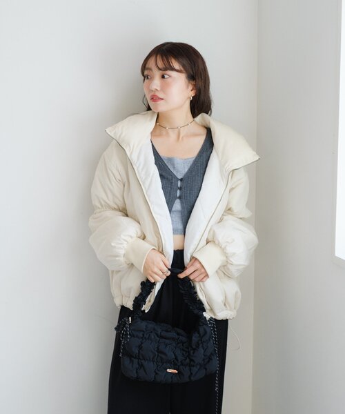 キャンディスリーブリバーシブルショートコート（ダウンジャケット