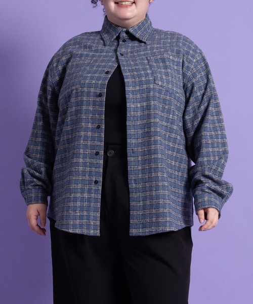 PUNYUS（プニュズ）の「チェックビッグシャツ（シャツ/ブラウス・レディース・ブラウン/ブルー/イエロー・4/3）」の12枚目の写真