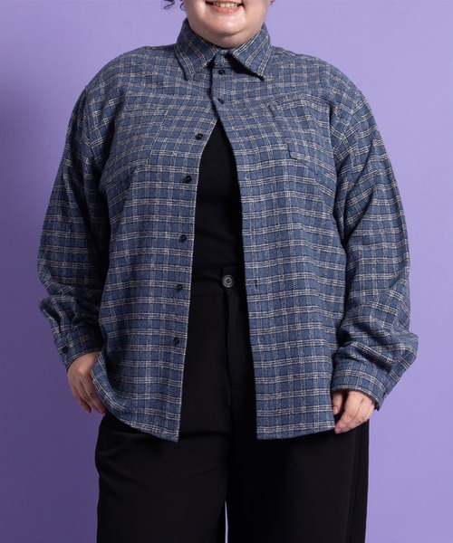 PUNYUS（プニュズ）の「チェックビッグシャツ（シャツ/ブラウス・レディース・ブラウン/ブルー/イエロー・4/3）」の7枚目の写真