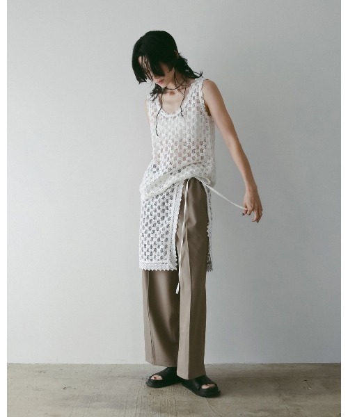 anuke（アンヌーク）の「Lace Sleeveless Tops（Tシャツ/カットソー・レディース・ホワイト/ブラック・FREE）」の8枚目の写真