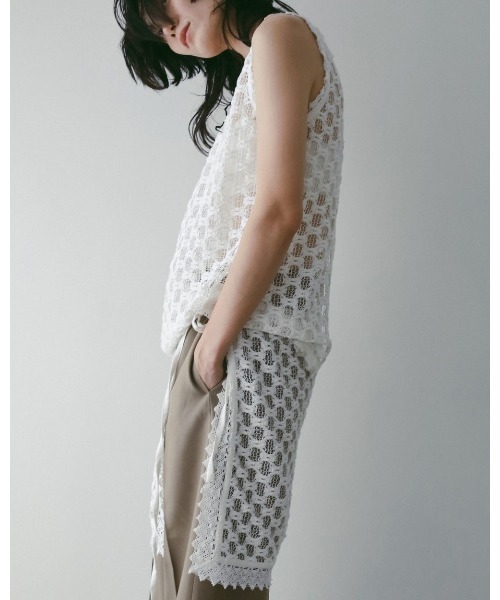 anuke（アンヌーク）の「Lace Sleeveless Tops（Tシャツ/カットソー・レディース・ホワイト/ブラック・FREE）」の10枚目の写真