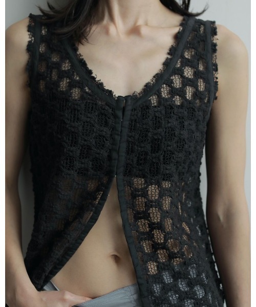 anuke（アンヌーク）の「Lace Sleeveless Tops（Tシャツ/カットソー・レディース・ホワイト/ブラック・FREE）」の11枚目の写真