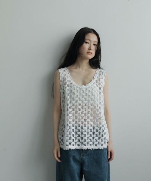 anuke（アンヌーク）の「Lace Sleeveless Tops（Tシャツ/カットソー・レディース・ホワイト/ブラック・FREE）」の12枚目の写真
