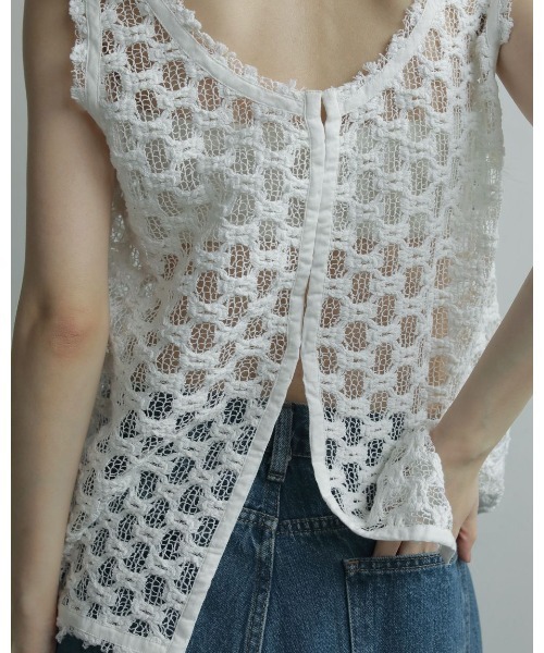 anuke（アンヌーク）の「Lace Sleeveless Tops（Tシャツ/カットソー・レディース・ホワイト/ブラック・FREE）」の16枚目の写真