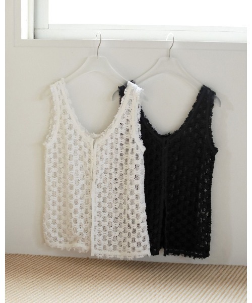 anuke（アンヌーク）の「Lace Sleeveless Tops（Tシャツ/カットソー・レディース・ホワイト/ブラック・FREE）」の18枚目の写真