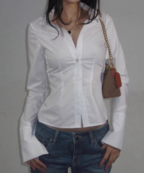 VIBGYOR（ヴィブジョー）の「【LAMPOON】ロングカフスシャツ（シャツ/ブラウス・レディース・ホワイト・MEDIUM/SMALL/LARGE）」の5枚目の写真