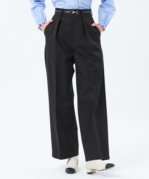 MACKINTOSH PHILOSOPHY（ﾏｯｷﾝﾄｯｼｭ ﾌｨﾛｿﾌｨｰ）の「インタックワイドチノパンツ（チノパンツ・レディース・ベージュ/ブラック・34/36/38）」の2枚目の写真