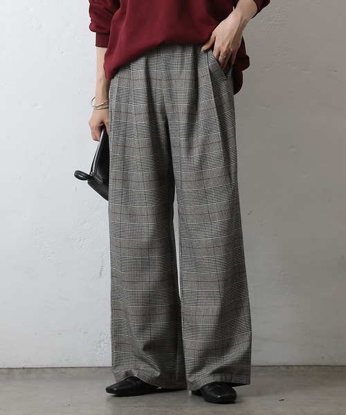 COLONY 2139（コロニートゥーワンスリーナイン）の「TRチェック2タックストレートパンツ（その他パンツ・レディース・グレー/ブラウン・FREE）」の2枚目の写真