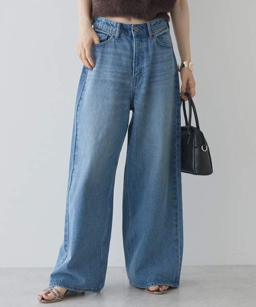 AMERICAN HOLIC（アメリカンホリック）の「ワイドデニム【WEB限定サイズ有り】（デニムパンツ・レディース・ブラック/ライトインディゴブルー/グレー・XS/L/M/S）」の4枚目の写真