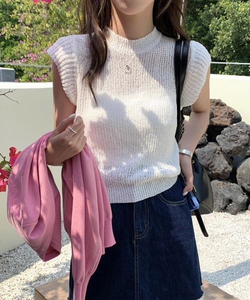 Miniministore（ミニミニストア）の「フレンチスリーブサマーニットトップス夏服（Tシャツ/カットソー・レディース・チェリーピンク/ブラック/グレー/ベージュ/ミント/ピンク/ホワイト/ラベンダー・FREE）」の11枚目の写真