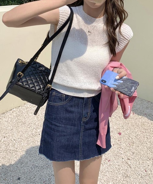 Miniministore（ミニミニストア）の「フレンチスリーブサマーニットトップス夏服（Tシャツ/カットソー・レディース・チェリーピンク/ブラック/グレー/ベージュ/ミント/ピンク/ホワイト/ラベンダー・FREE）」の12枚目の写真