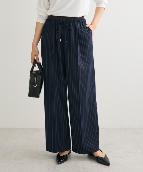 Green Parks(グリーンパークス)の「ウエストレイヤードワイドパンツ(その他パンツ・レディース・その他9/杢グレー/ブルー系その他4/ブラック・FREE)」の3枚目の写真