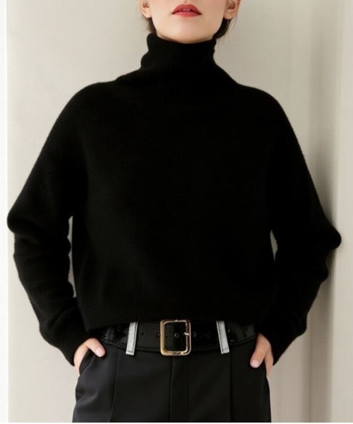 cammie(キャミー)の「モヘアタッチハイネックニット(ニット/セーター・レディース・ブラック/グレー/アイボリー・M/S)」の3枚目の写真