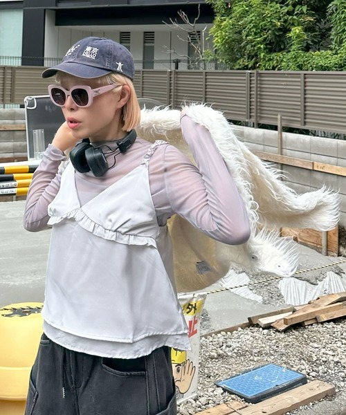 Alley Tokyo(アリートーキョー)の「サテンブラキャミとシアーインナーのセット(その他トップス・レディース・オフホワイト/グレー・FREE)」の14枚目の写真
