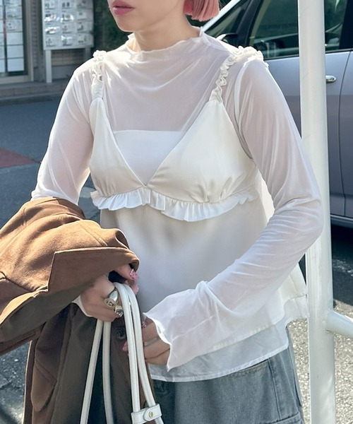 Alley Tokyo(アリートーキョー)の「サテンブラキャミとシアーインナーのセット(その他トップス・レディース・オフホワイト/グレー・FREE)」の18枚目の写真