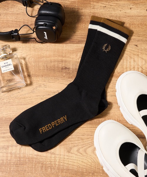 FRED PERRY（フレッドペリー）の「【FRED PERRY】TIPPED SPORTS SOCK F20010（ソックス/靴下・メンズ・ホワイト/ブルー系その他/オフホワイト/ブラック系1・25-27/23-25）」の4枚目の写真