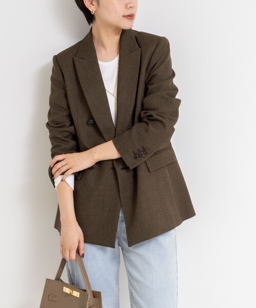 極美品 Nolley’s ウォッシャブルシャークダブルジャケット ブラウン 38 ウォッシャブルシャークダブルジャケット（テーラードジャケット